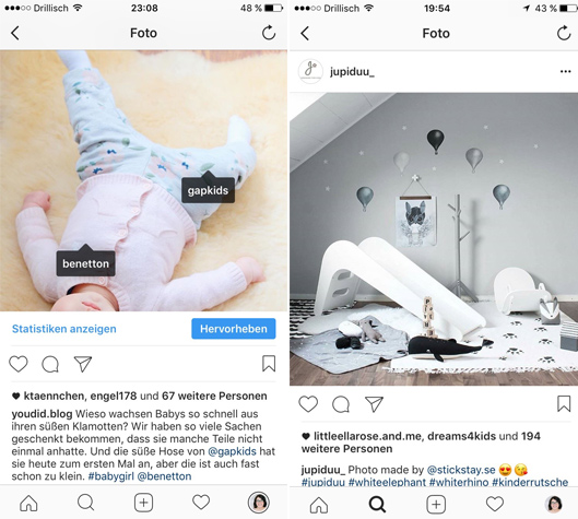 Personen und Orte auf Bildern markieren für Instagram